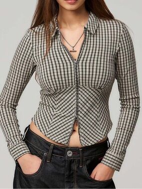 Urban Outfitters Plaid zip up shirt